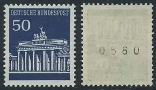 BUND 1966 Michel-Nummer 0509 postfrisch EINZELMARKE m/ rücks.Rollennummer 580