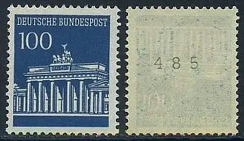 BUND 1966 Michel-Nummer 0510 postfrisch EINZELMARKE m/ rücks.Rollennummer 485