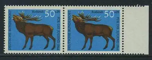 BUND 1966 Michel-Nummer 0514 postfrisch horiz.PAAR RAND rechts