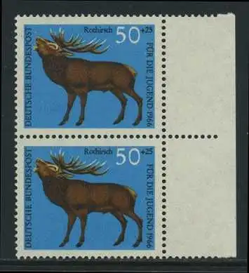 BUND 1966 Michel-Nummer 0514 postfrisch vert.PAAR RAND rechts