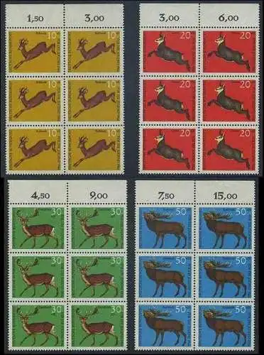 BUND 1966 Michel-Nummer 0511-0514 postfrisch SATZ(4) vert.BLÖCKE(6) RÄNDER oben