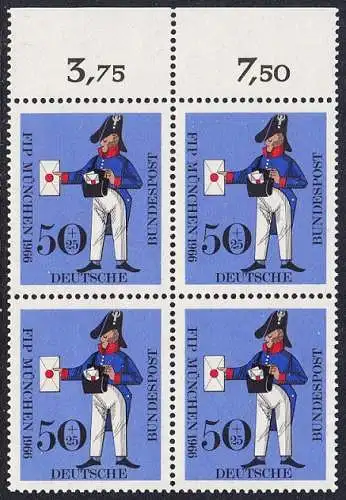 BUND 1966 Michel-Nummer 0517 postfrisch BLOCK RÄNDER oben