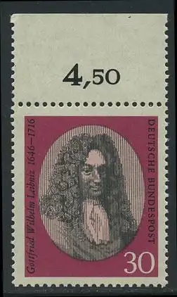 BUND 1966 Michel-Nummer 0518 postfrisch EINZELMARKE RAND oben (b)