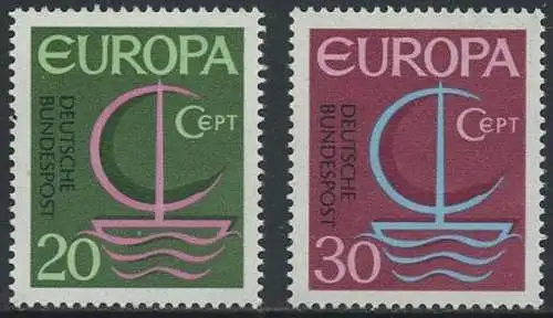 BUND 1966 Michel-Nummer 0519-0520 postfrisch SATZ(2) EINZELMARKEN