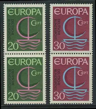 BUND 1966 Michel-Nummer 0519-0520 postfrisch SATZ(2) vert.PAARE