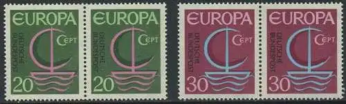 BUND 1966 Michel-Nummer 0519-0520 postfrisch SATZ(2) horiz.PAARE