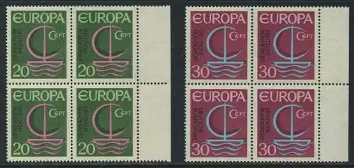 BUND 1966 Michel-Nummer 0519-0520 postfrisch SATZ(2) BLÖCKE RÄNDER rechts
