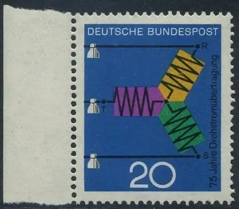 BUND 1966 Michel-Nummer 0521 postfrisch EINZELMARKE RAND links