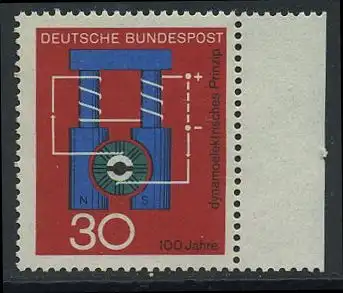 BUND 1966 Michel-Nummer 0522 postfrisch EINZELMARKE RAND rechts