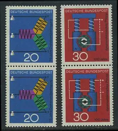 BUND 1966 Michel-Nummer 0521-0522 postfrisch SATZ(2) vert.PAARE