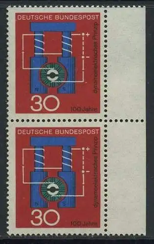 BUND 1966 Michel-Nummer 0522 postfrisch vert.PAAR RAND rechts