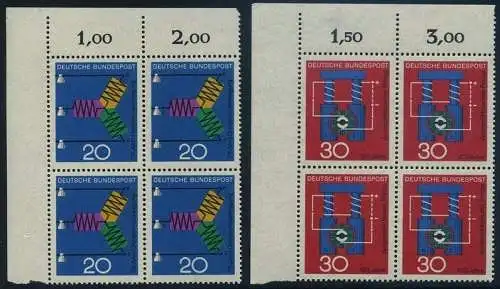 BUND 1966 Michel-Nummer 0521-0522 postfrisch SATZ(2) BLÖCKE ECKRAND oben links