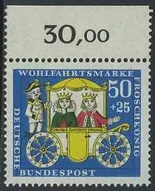 BUND 1966 Michel-Nummer 0526 postfrisch EINZELMARKE RAND oben