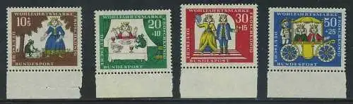 BUND 1966 Michel-Nummer 0523-0526 postfrisch SATZ(4) EINZELMARKEN RÄNDER unten