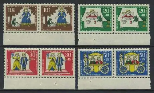 BUND 1966 Michel-Nummer 0523-0526 postfrisch SATZ(4) horiz.PAARE RÄNDER unten
