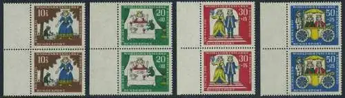 BUND 1966 Michel-Nummer 0523-0526 postfrisch SATZ(4) vert.PAARE RÄNDER links (a)