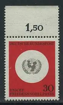 BUND 1966 Michel-Nummer 0527 postfrisch EINZELMARKE RAND oben (a)