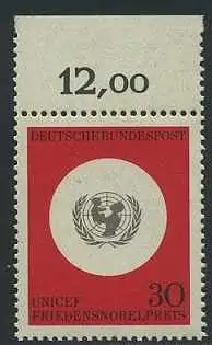 BUND 1966 Michel-Nummer 0527 postfrisch EINZELMARKE RAND oben (d)