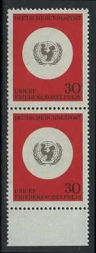 BUND 1966 Michel-Nummer 0527 postfrisch vert.PAAR RAND unten