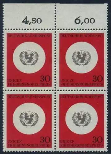BUND 1966 Michel-Nummer 0527 postfrisch BLOCK RÄNDER oben