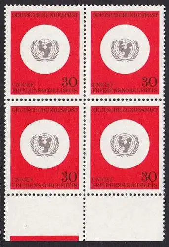 BUND 1966 Michel-Nummer 0527 postfrisch BLOCK RÄNDER unten