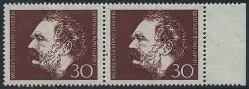 BUND 1966 Michel-Nummer 0528 postfrisch horiz.PAAR RAND rechts