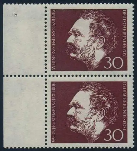 BUND 1966 Michel-Nummer 0528 postfrisch vert.PAAR RAND links