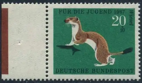 BUND 1967 Michel-Nummer 0530 postfrisch EINZELMARKE RAND links