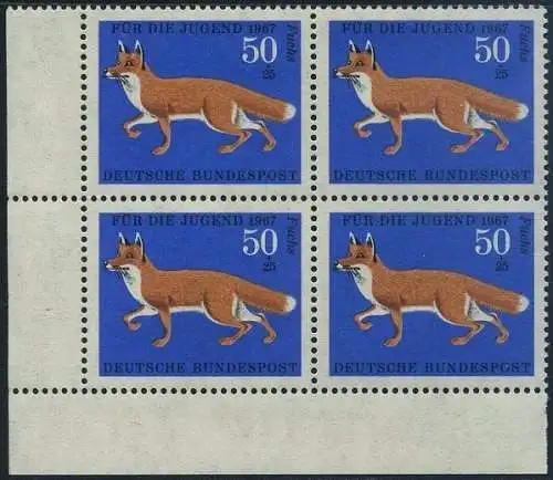 BUND 1967 Michel-Nummer 0532 postfrisch BLOCK ECKRAND unten links