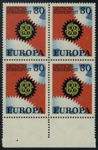 BUND 1967 Michel-Nummer 0534 postfrisch BLOCK RÄNDER unten (a)