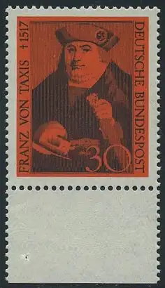 BUND 1967 Michel-Nummer 0535 postfrisch EINZELMARKE RAND unten