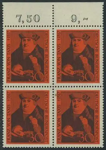 BUND 1967 Michel-Nummer 0535 postfrisch BLOCK RÄNDER oben (c)