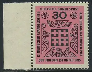 BUND 1967 Michel-Nummer 0536 postfrisch EINZELMARKE RAND links
