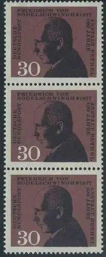 BUND 1967 Michel-Nummer 0537 postfrisch vert.STRIP(3)