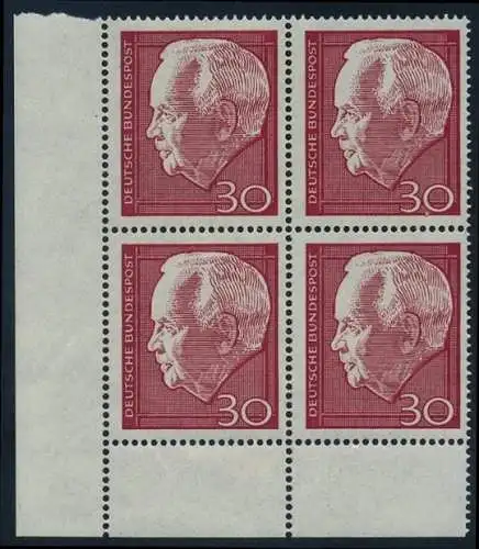 BUND 1967 Michel-Nummer 0542 postfrisch BLOCK ECKRAND unten links