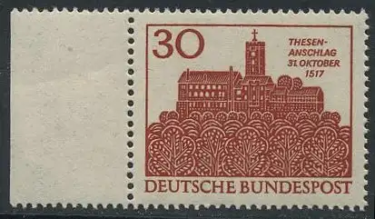 BUND 1967 Michel-Nummer 0544 postfrisch EINZELMARKE RAND links