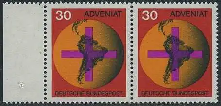 BUND 1967 Michel-Nummer 0545 postfrisch horiz.PAAR RAND links