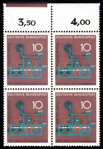 BUND 1968 Michel-Nummer 0546 postfrisch BLOCK RÄNDER oben (b)