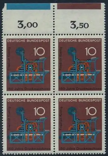 BUND 1968 Michel-Nummer 0546 postfrisch BLOCK RÄNDER oben (a)
