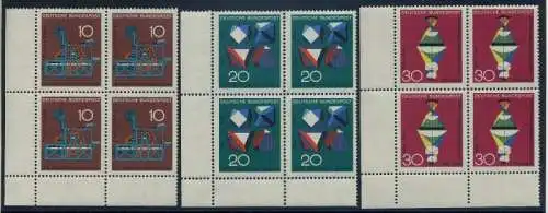 BUND 1968 Michel-Nummer 0546-0548 postfrisch SATZ(3) BLÖCKE ECKRAND unten links