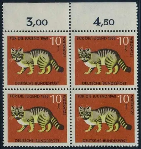 BUND 1968 Michel-Nummer 0549 postfrisch BLOCK RÄNDER oben