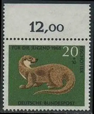 BUND 1968 Michel-Nummer 0550 postfrisch EINZELMARKE RAND oben