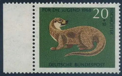 BUND 1968 Michel-Nummer 0550 postfrisch EINZELMARKE RAND links