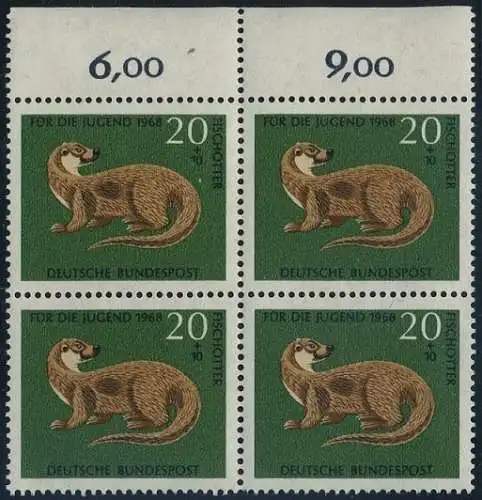 BUND 1968 Michel-Nummer 0550 postfrisch BLOCK RÄNDER oben