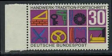 BUND 1968 Michel-Nummer 0553 postfrisch EINZELMARKE RAND links