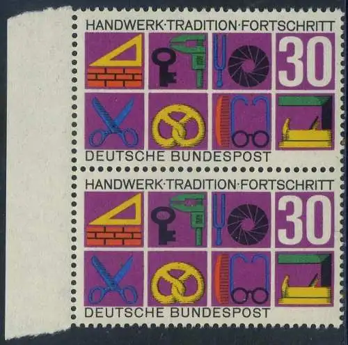 BUND 1968 Michel-Nummer 0553 postfrisch vert.PAAR RAND links