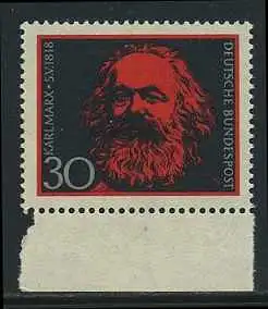 BUND 1968 Michel-Nummer 0558 postfrisch EINZELMARKE RAND unten
