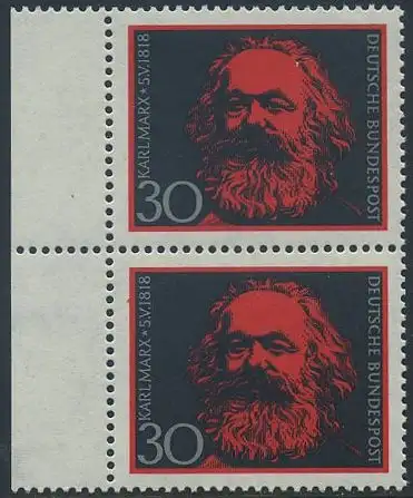 BUND 1968 Michel-Nummer 0558 postfrisch vert.PAAR RAND links