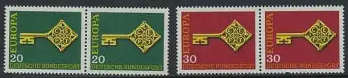 BUND 1968 Michel-Nummer 0559-0560 postfrisch SATZ(2) horiz.PAARE