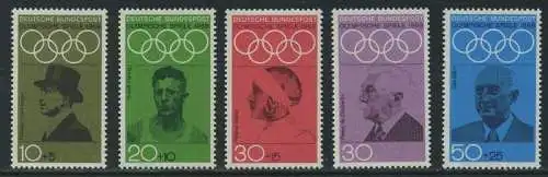 BUND 1968 Michel-Nummer 0561-0565 postfrisch SATZ(5) EINZELMARKEN